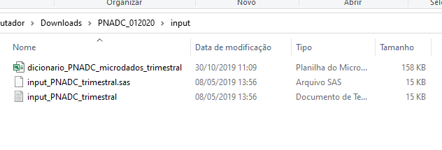 Arquivos input e dicionário da PNAD Contínua