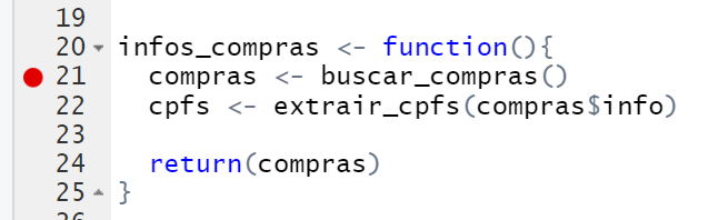 Adicionando *breakpoints* ao seu *script* - Parte 1