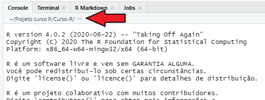 Diretório de trabalho - Console RStudio